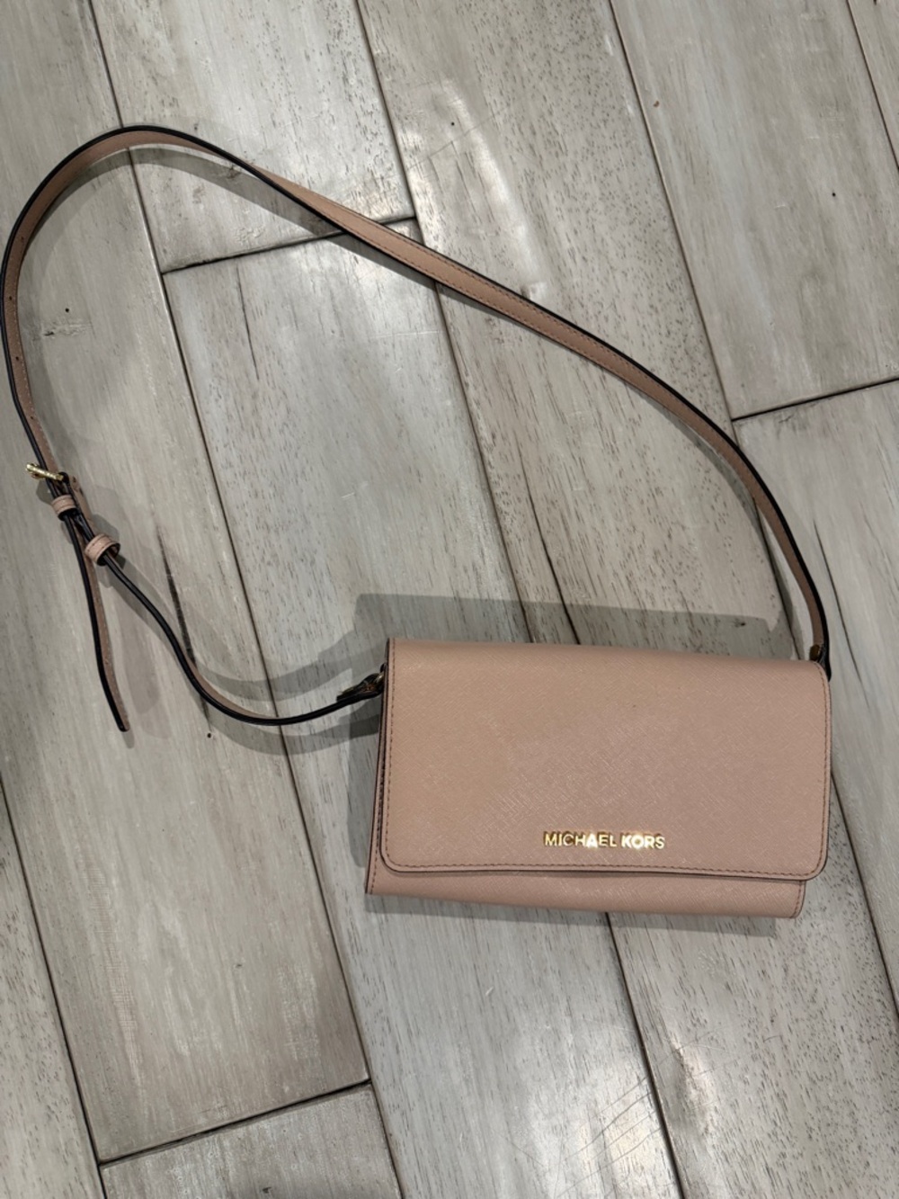 Michael Kors Blush Crossbody Wallet with Adjustable Strap